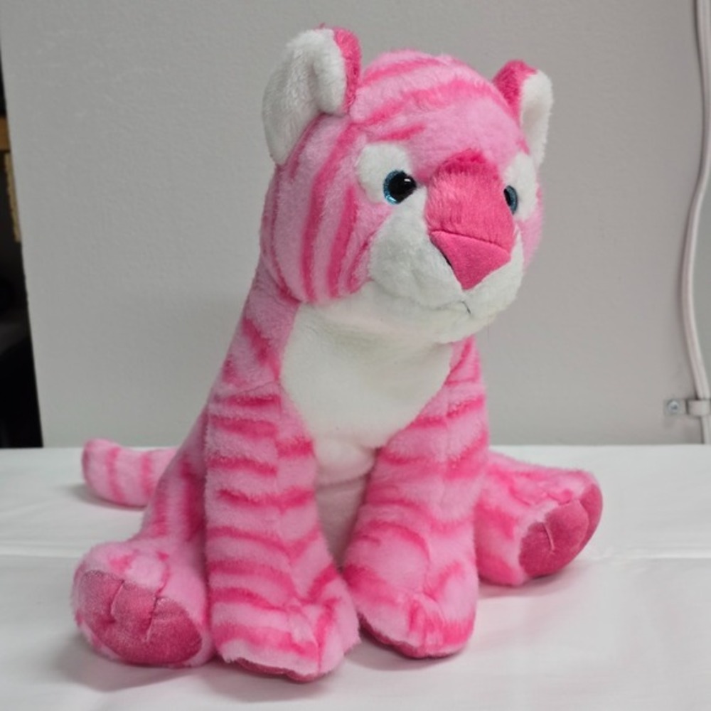 Aurora World Destination Nation Pink Tiger Plush Sparkle Eyes Pink Metallic Paws